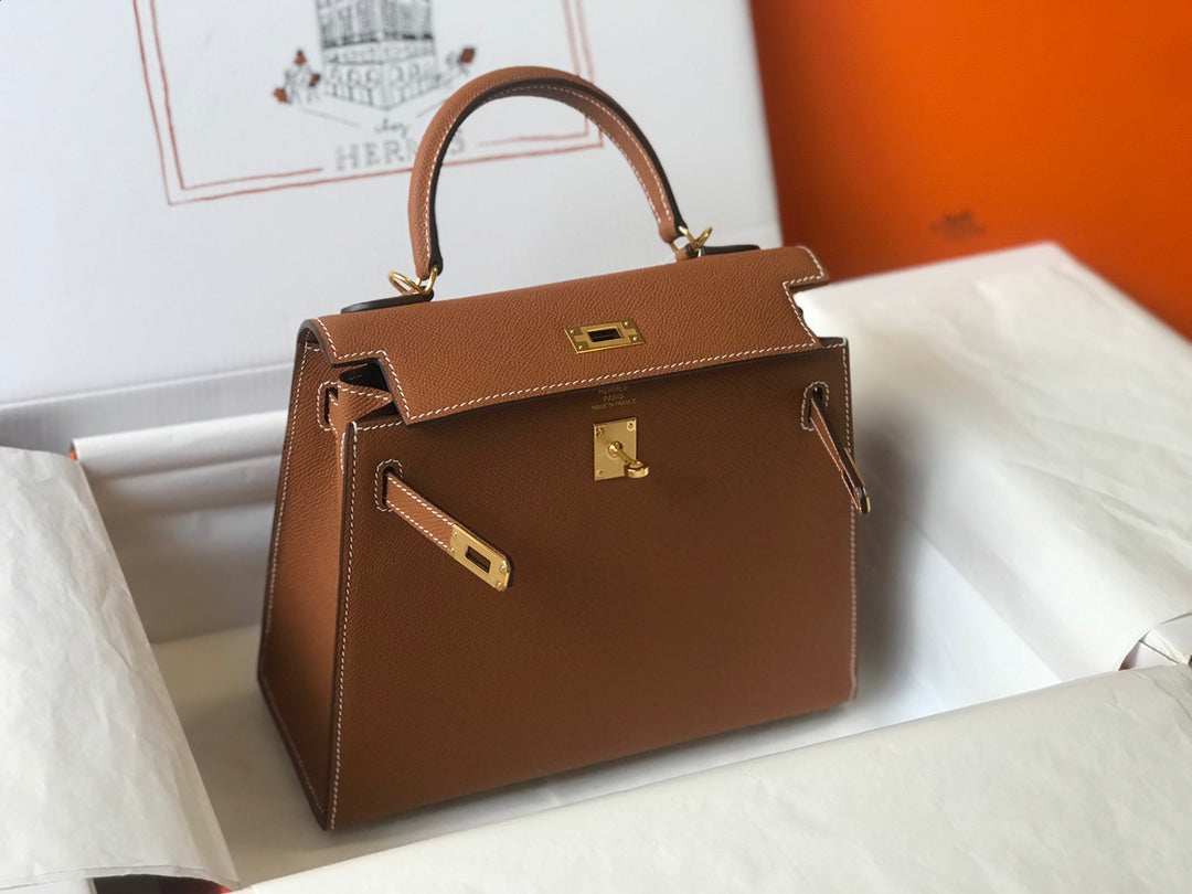 HM ケリー 32cm ダークブラウン エプソムレザー ゴールド金具