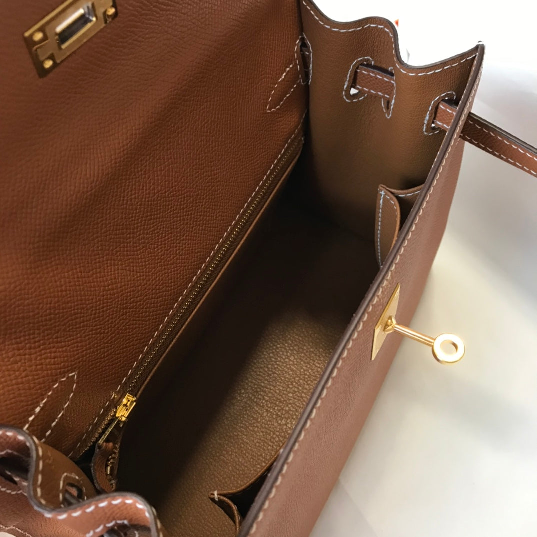HM ケリー 32cm ダークブラウン エプソムレザー ゴールド金具