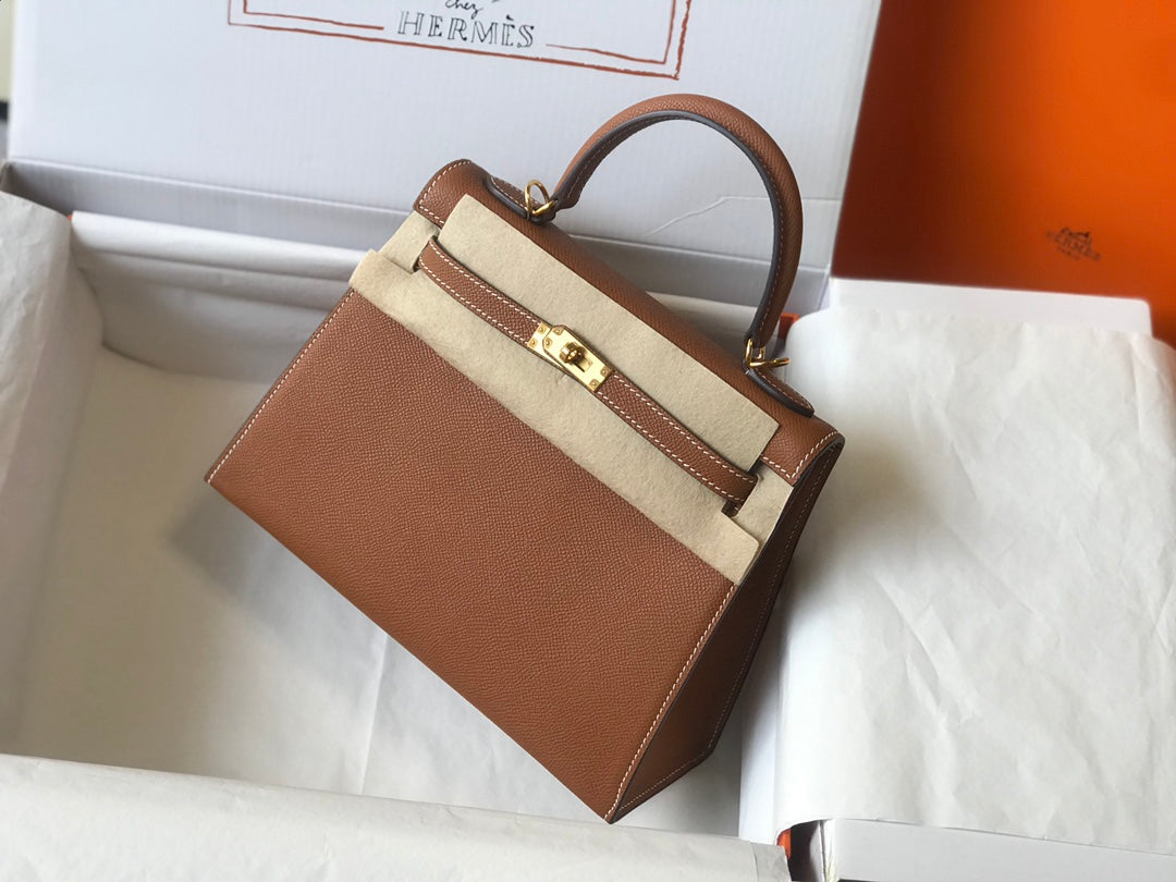 HM ケリー 32cm ダークブラウン エプソムレザー ゴールド金具