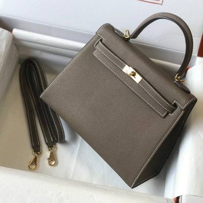 hm kelly 32 cm cuir epsom etain finitions dorées