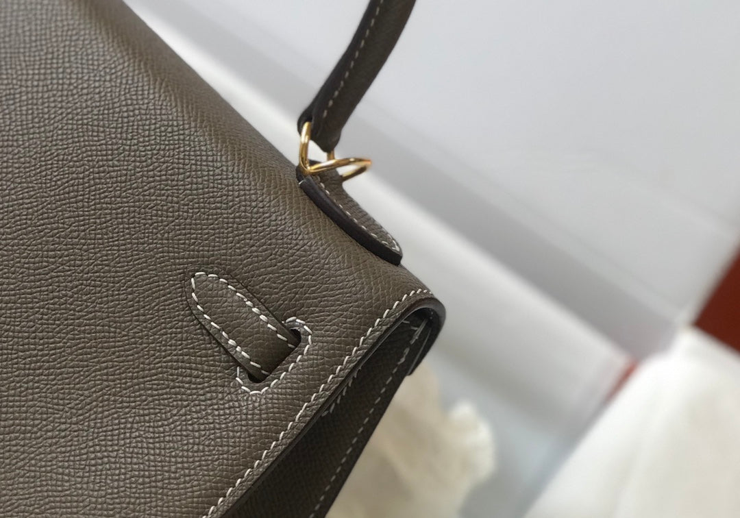 hm kelly 32 cm cuir epsom etain finitions dorées