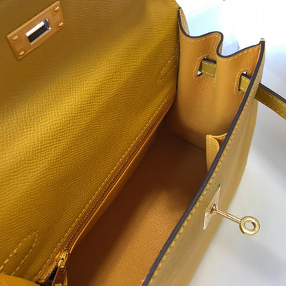 HM ケリー 32cm バッグ イエロー トーゴ ゴールド金具