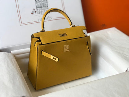 HM ケリー 32cm バッグ イエロー トーゴ ゴールド金具