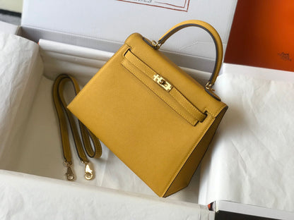 HM ケリー 32cm バッグ イエロー トーゴ ゴールド金具