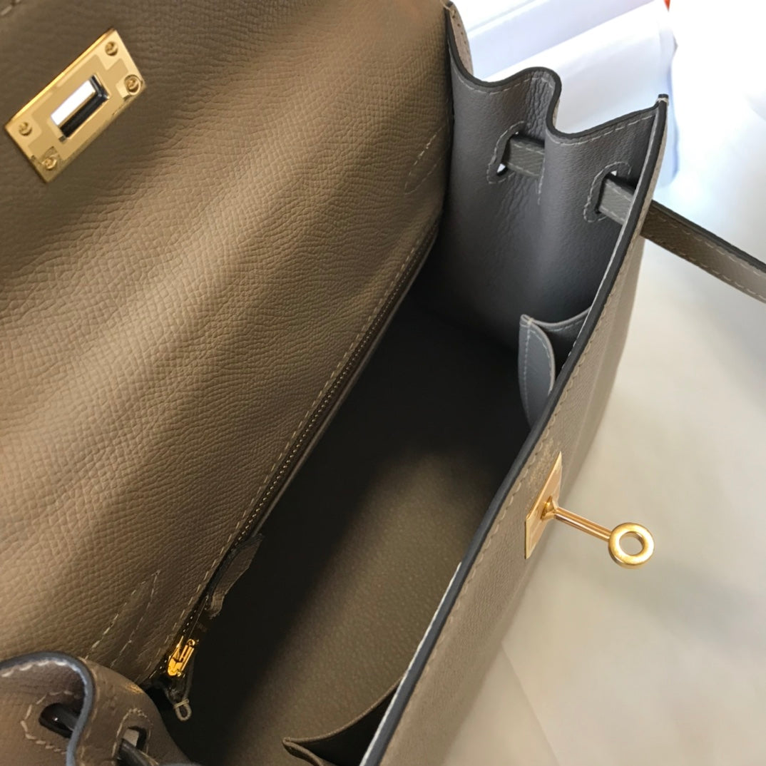 HM ケリー 32cm デザートトープ エプソムレザー ゴールド金具