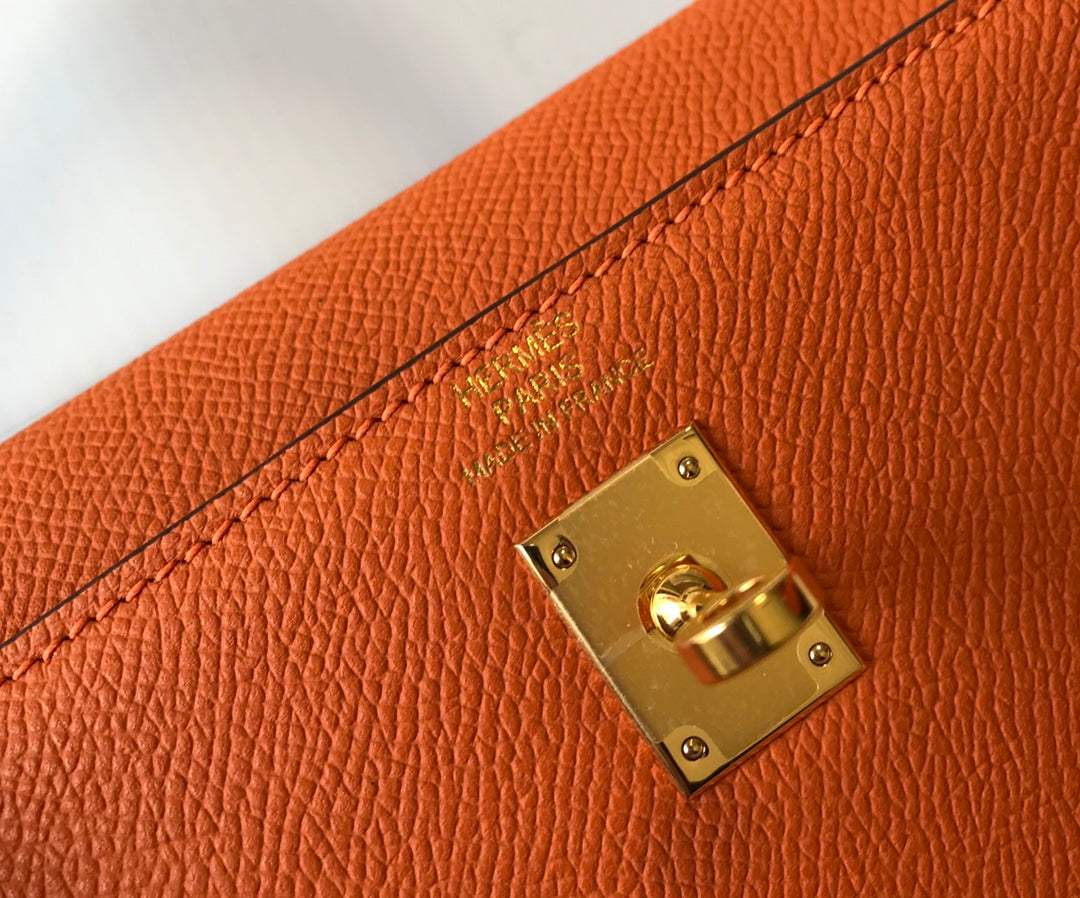HM ケリー 32cm オレンジ エプソムレザー ゴールド金具