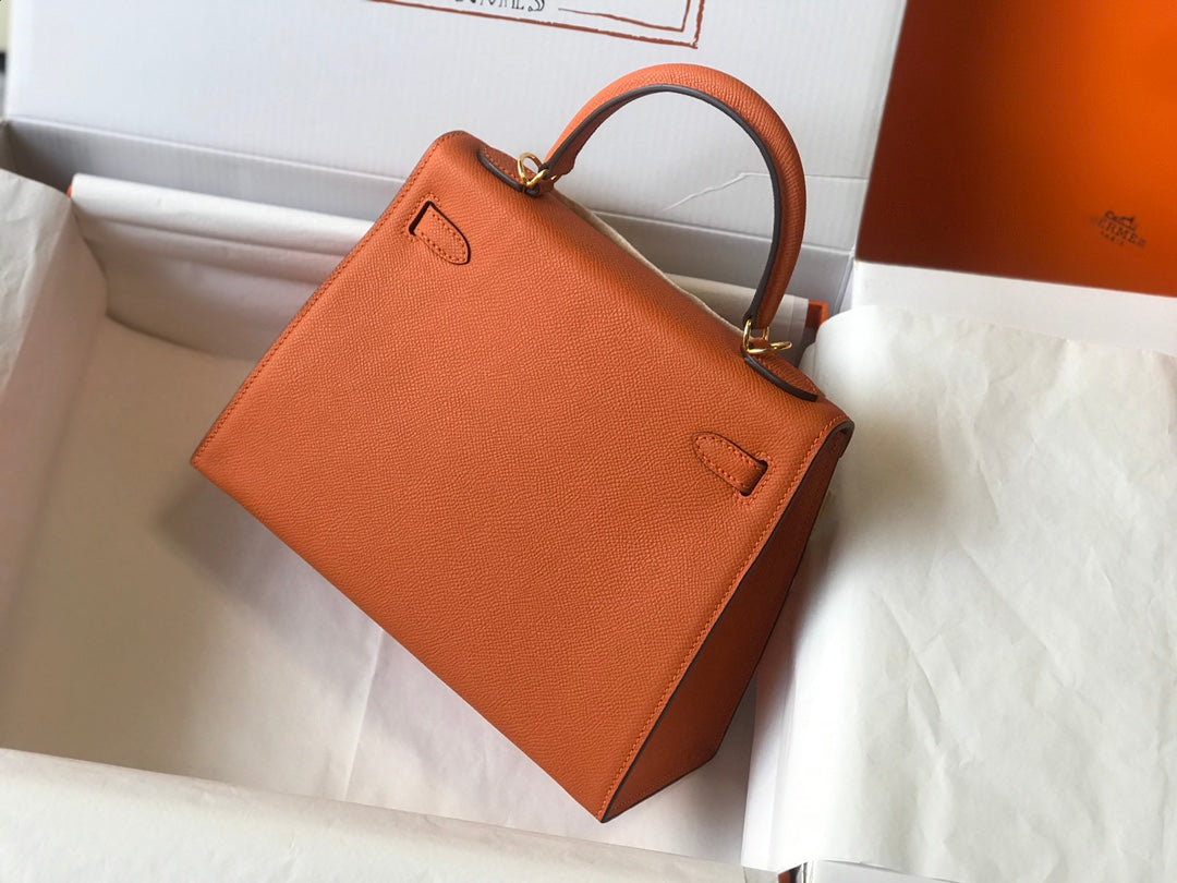 HM ケリー 32cm オレンジ エプソムレザー ゴールド金具