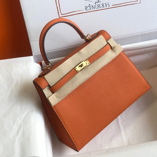 HM ケリー 32cm バッグ オレンジ トーゴ ゴールド金具