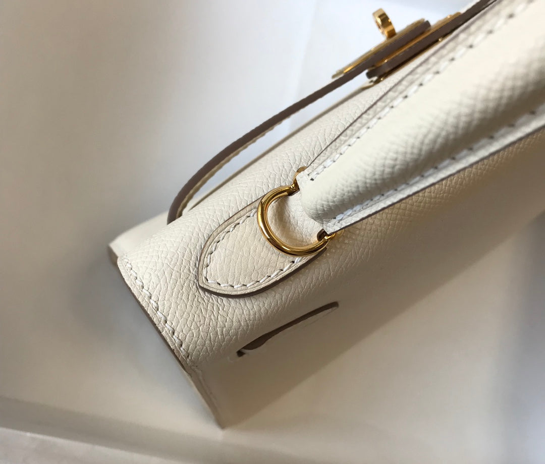HM ケリー 32cm ホワイト エプソムレザー ゴールド金具