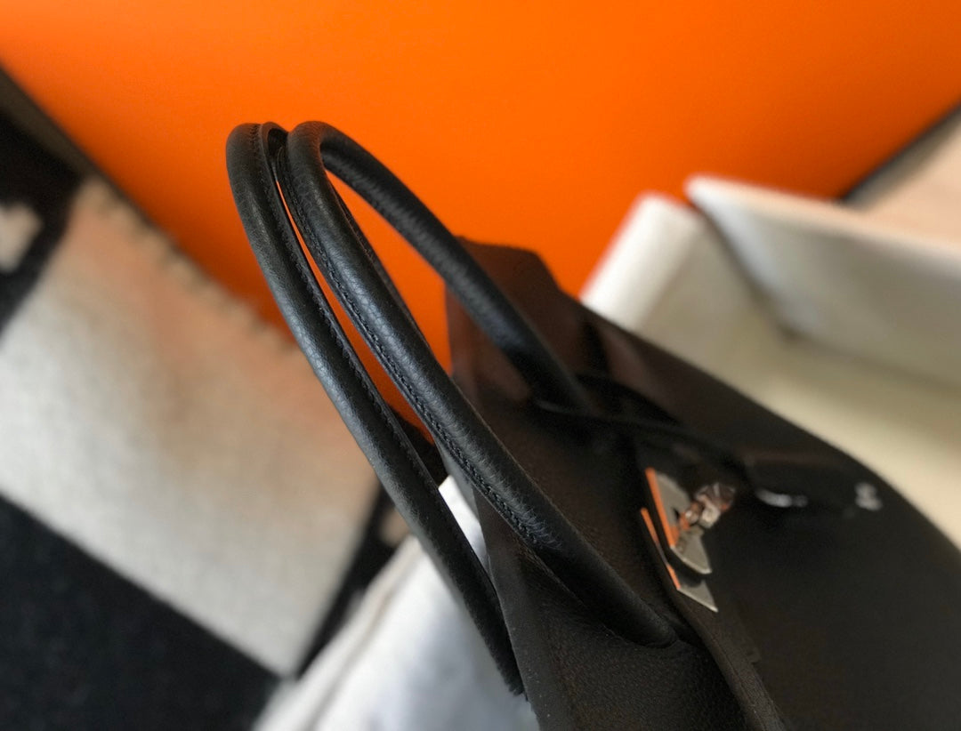 SAC HM BIRKIN 35 CM NOIR TOGO QUINCAILLERIE ARGENTÉE