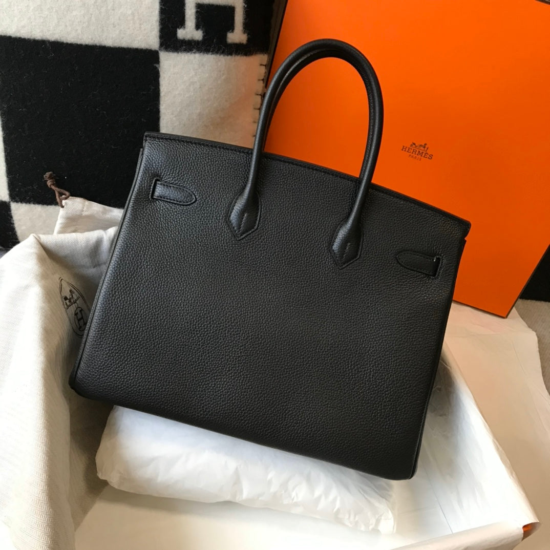 SAC HM BIRKIN 35 CM NOIR TOGO QUINCAILLERIE ARGENTÉE