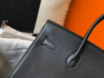 SAC HM BIRKIN 35 CM NOIR TOGO QUINCAILLERIE ARGENTÉE