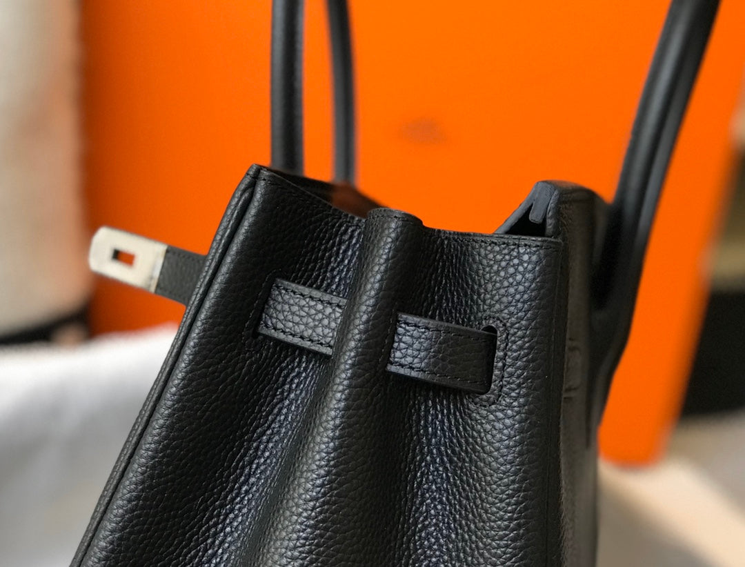 SAC HM BIRKIN 35 CM NOIR TOGO QUINCAILLERIE ARGENTÉE