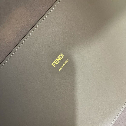 Grand sac fourre-tout Shine 35 en cuir de veau gris ombré