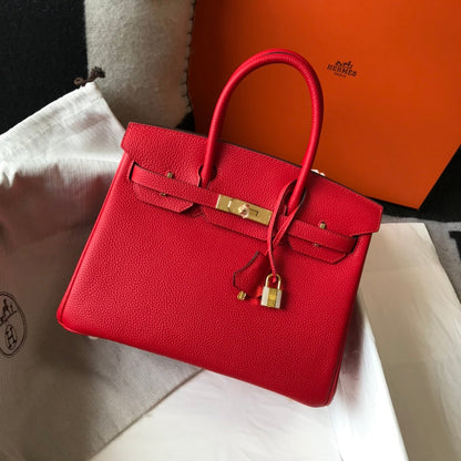 HM BIRKIN 35CM CUIR TOGO ROUGE QUINCAILLERIE DORÉ