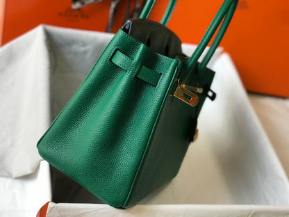 HM BIRKIN CUIR TOGO VERT QUINCAILLERIE DORÉ