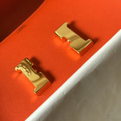 Constance 24 cuir Epsom orange rouge et accessoires dorés