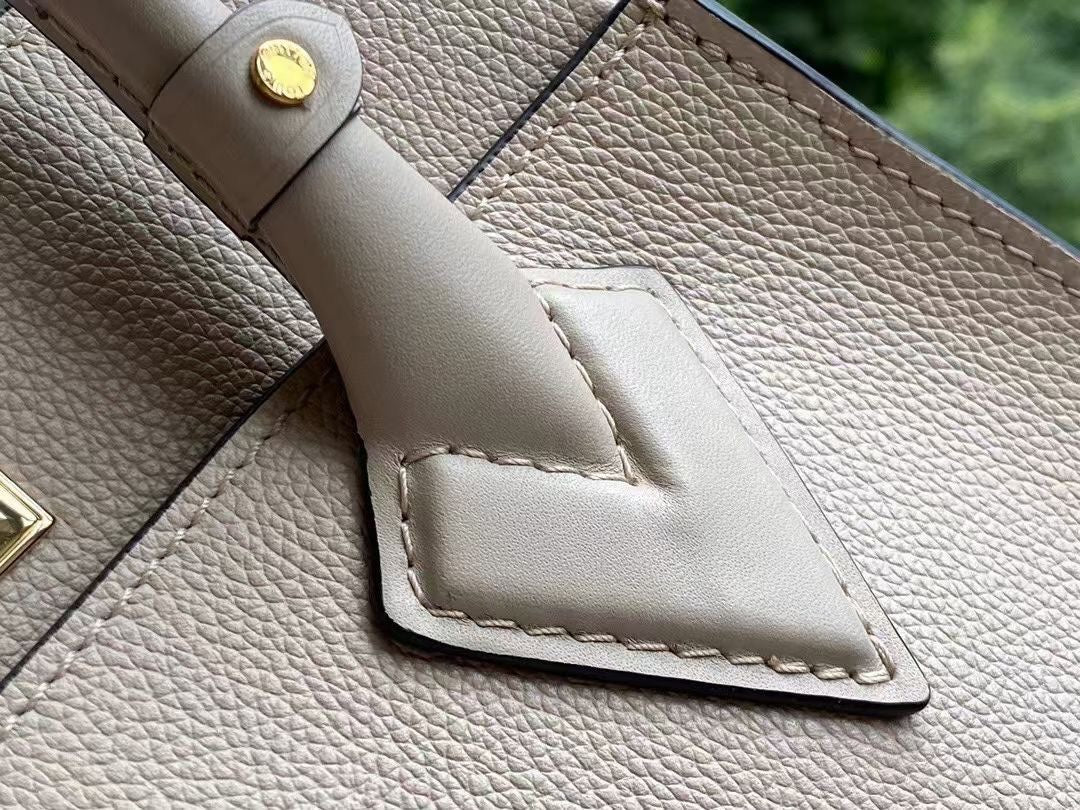 私のサイズはpm 25cm、グレージュカーフスキン、ブラウンモノグラムキャンバス