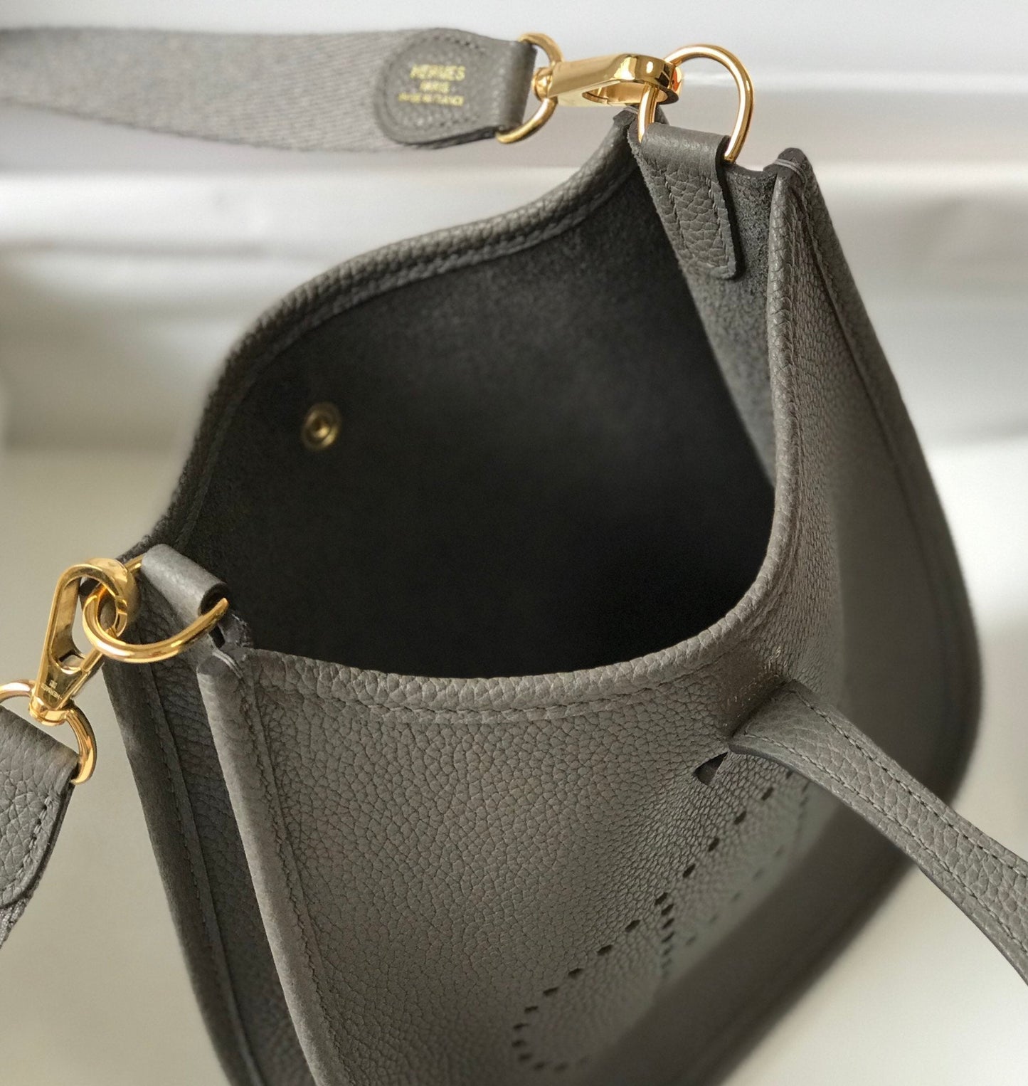 Mini Evelyne 18cm Gris Foncé Togo Ghw