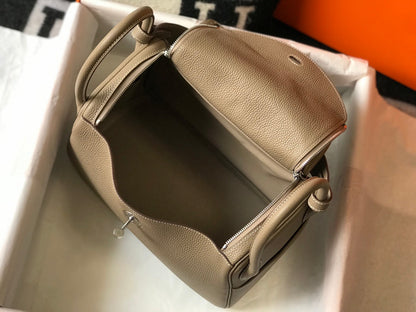 SAC HM LINDY 30 CUIR TAURILLON CLEMENCE KAKI