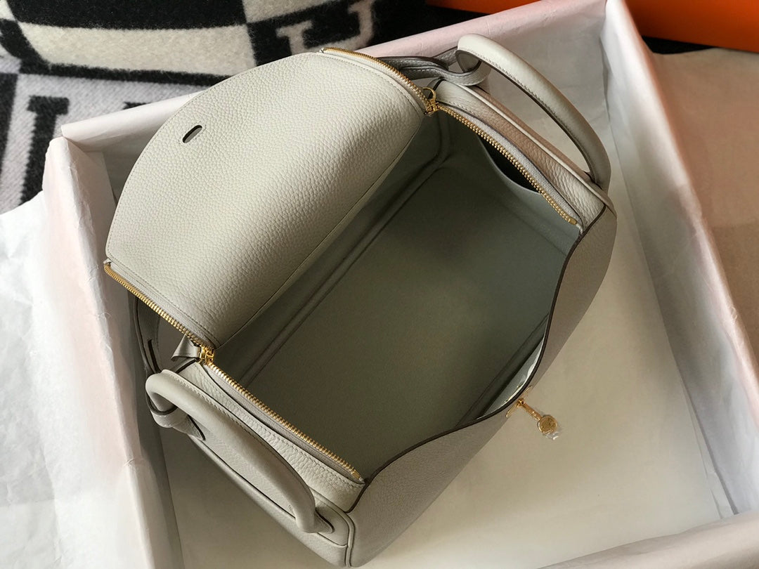 SAC HM LINDY 30 CUIR TAURILLON CLEMENCE CRÈME