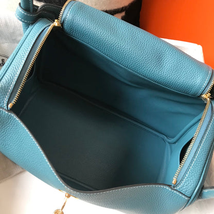 SAC HM LINDY 30 CUIR TAURILLON CLEMENCE SAPHIR