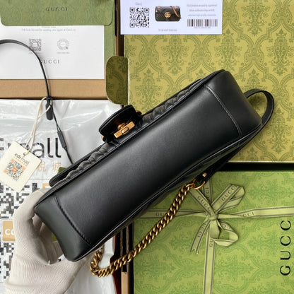 gg marmont 26 cm cuir de veau noir accessoires dorés