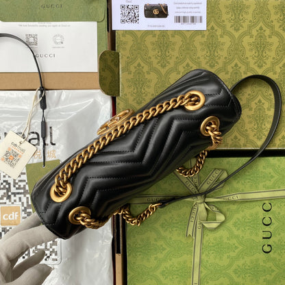 gg marmont 26 cm cuir de veau noir accessoires dorés