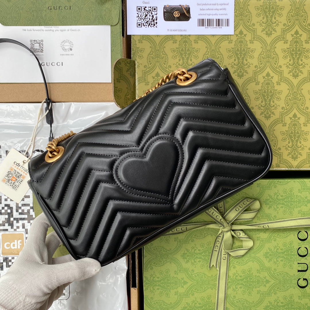 gg marmont 26 cm cuir de veau noir accessoires dorés