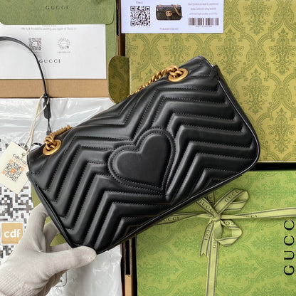 gg marmont 26 cm cuir de veau noir accessoires dorés