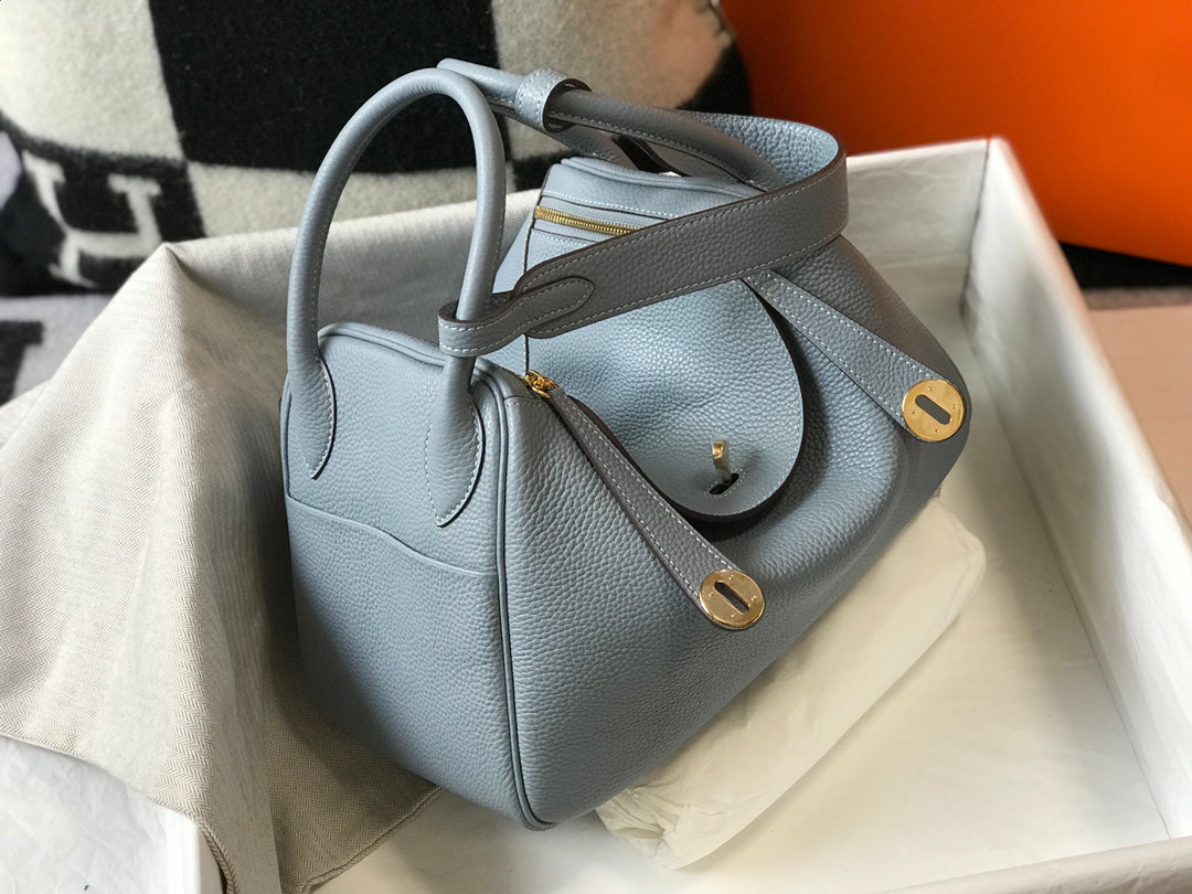 SAC HM LINDY 30 CUIR TAURILLON GRIS TREMPÉ CLEMENCE