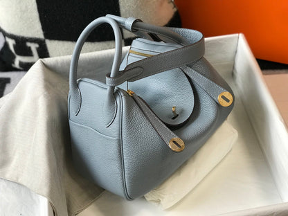 SAC HM LINDY 30 CUIR TAURILLON GRIS TREMPÉ CLEMENCE