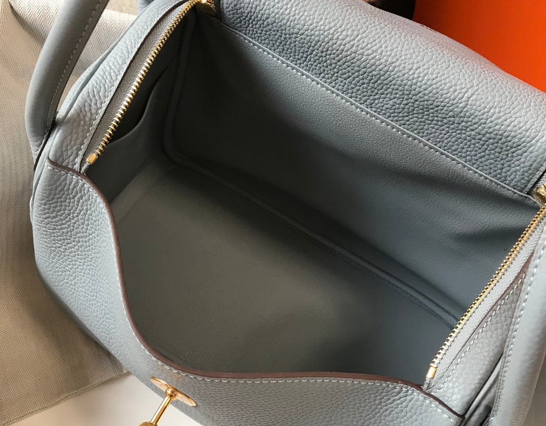 SAC HM LINDY 30 CUIR TAURILLON GRIS TREMPÉ CLEMENCE