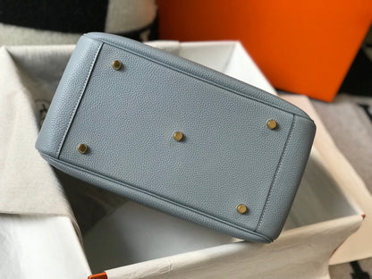 SAC HM LINDY 30 CUIR TAURILLON GRIS TREMPÉ CLEMENCE