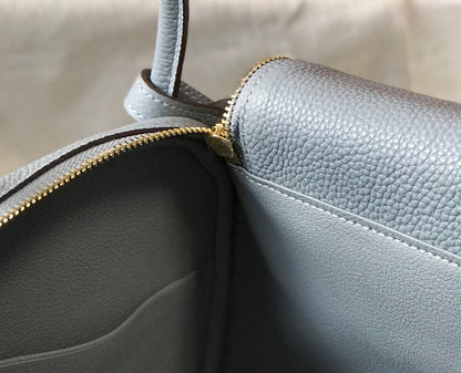 SAC HM LINDY 30 CUIR TAURILLON GRIS TREMPÉ CLEMENCE