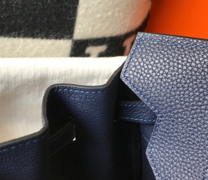 SAC HM BIRKIN 35 CM BLEU MARINE TOGO QUINCAILLERIE OR