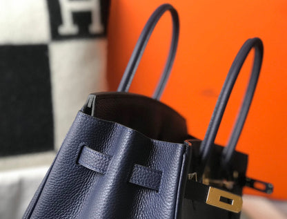 SAC HM BIRKIN 35 CM BLEU MARINE TOGO QUINCAILLERIE OR