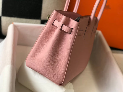Sac HM Birkin 35 cm en cuir Togo rose et accessoires dorés