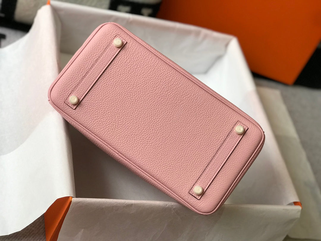 Sac HM Birkin 35 cm en cuir Togo rose et accessoires dorés
