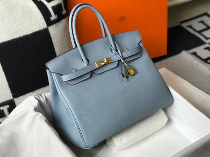 HM BIRKIN 35CM BLEU CIEL CUIR TOGO QUINCAILLERIE DORÉ