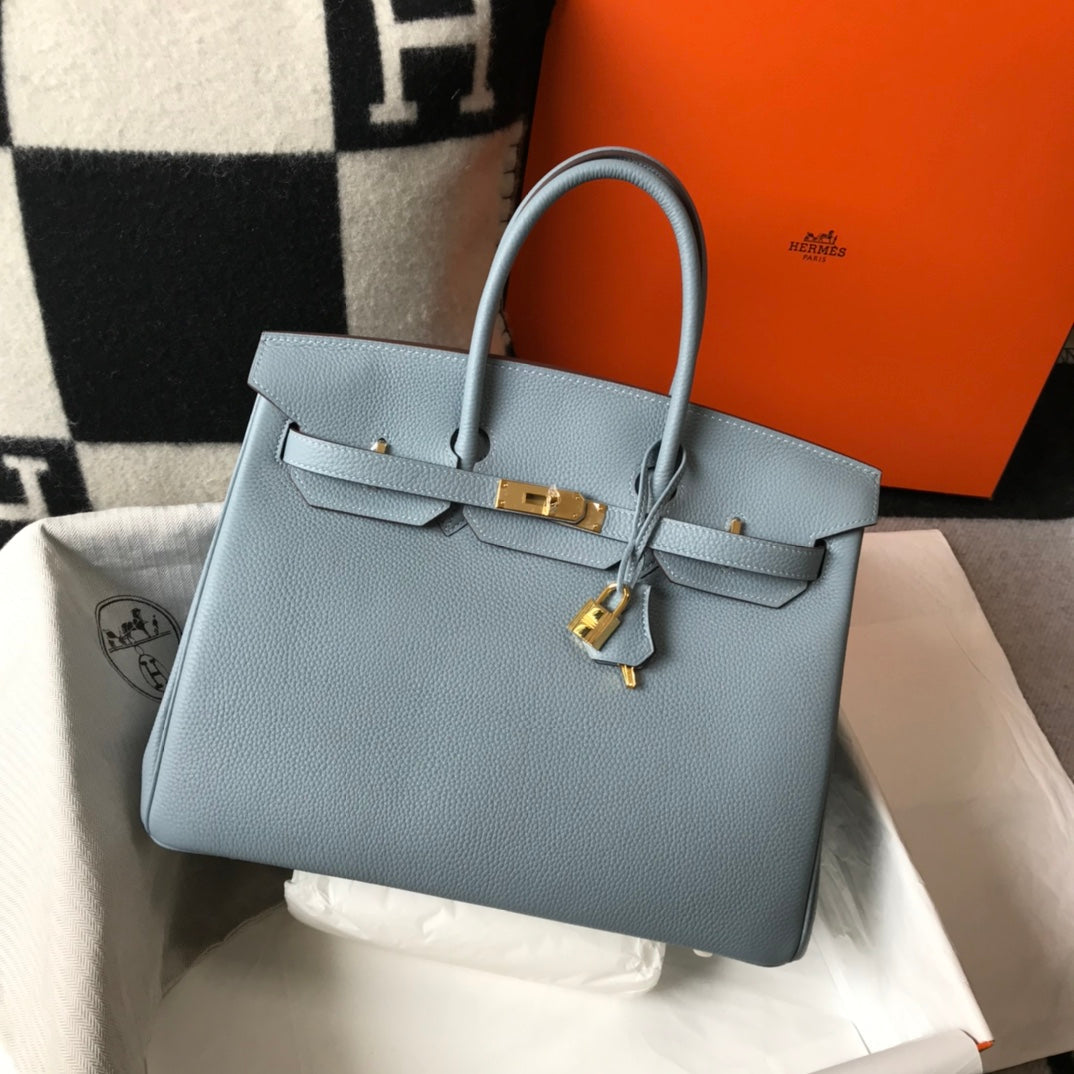 HM BIRKIN 35CM BLEU CIEL CUIR TOGO QUINCAILLERIE DORÉ