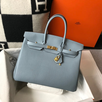 HM BIRKIN 35CM BLEU CIEL CUIR TOGO QUINCAILLERIE DORÉ