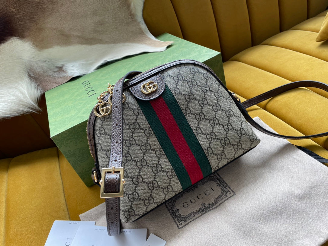 オフィディア GG ミディアム 23 ショルダーバッグ ベージュ＆エボニー シュプリーム キャンバス