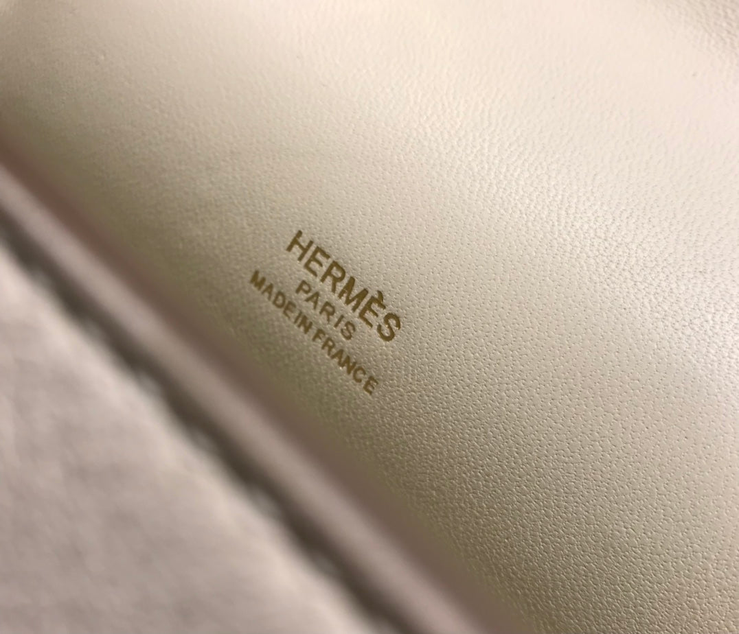 Pochette HM Kelly 22 cm Blanc Beige Swift Quincaillerie dorée