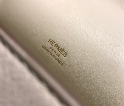 Pochette HM Kelly 22 cm Blanc Beige Swift Quincaillerie dorée