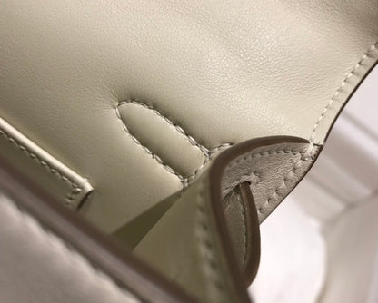 Pochette HM Kelly 22 cm Blanc Beige Swift Quincaillerie dorée