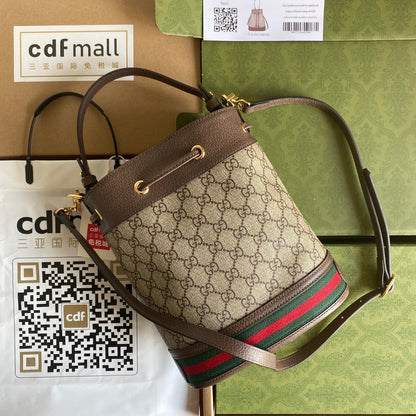 SAC SEAU OPHIDIA MOYEN 26 AVEC TOILE EN TOILE BEIGE ÉBÈNE ET CUIR DE VEAU MARRON