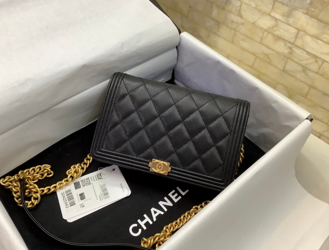 cc leboy woc 19cm noir matelassé caviar matériel doré