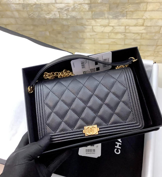cc leboy woc 19cm noir matelassé caviar matériel doré