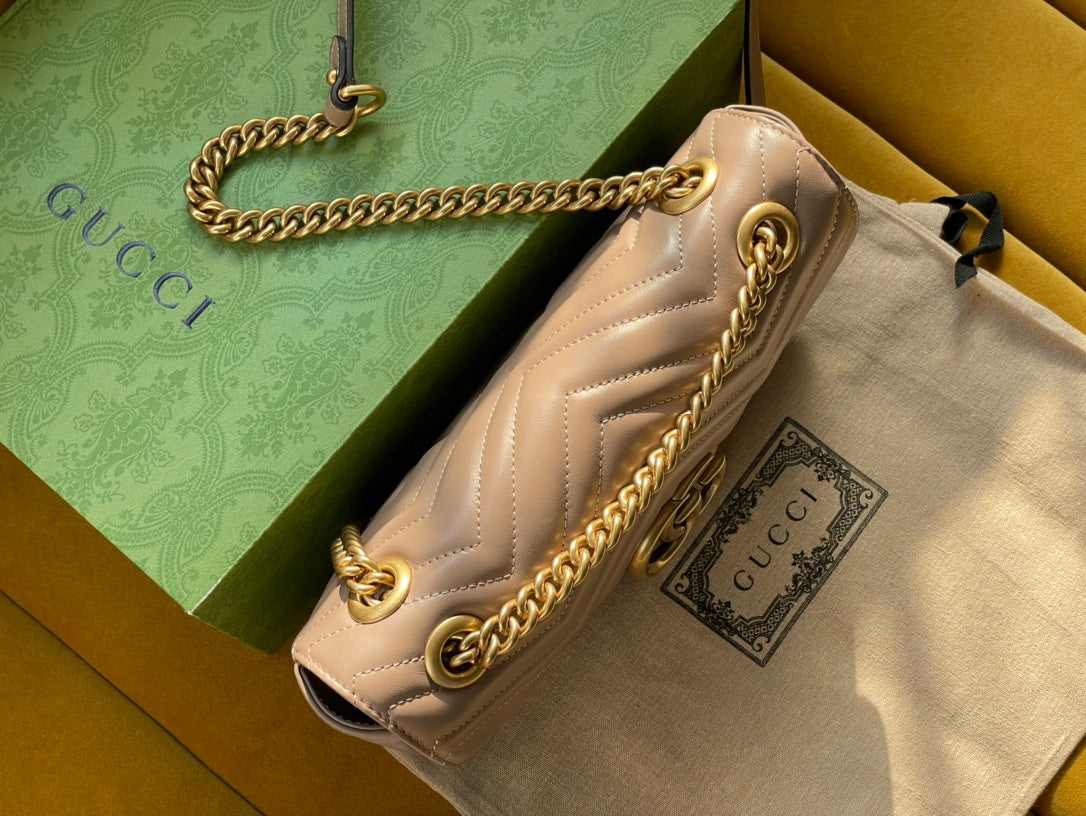 GRAND SAC GG MARMONT MATELASSÉ 26 CUIR DE VEAU BEIGE